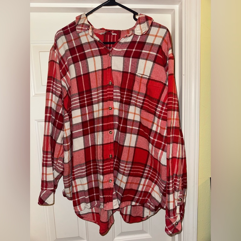 Sonoma Vibrant Red flannel Checkered Shirt 3X